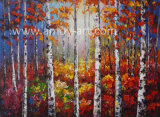 Multi-Colors Birch Tree Oil Paintings on Canvas for Home Decor