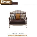 Black Antique French Style Leisure Wooden Two Seat Sofa Furniture