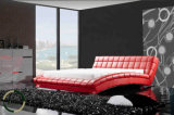 Modern Style Wooden Bed with Upholstery Leather