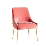 Chinese Furniture Nordic Carmine Upholstery Fabric Chair with Metal Legs