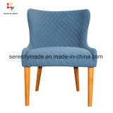 European Style Blue Single Seater Tufted Uphostery Chair with Wood Legs