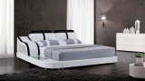 Black and White Leather Bed with LED Lighting