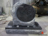 Granite Tombstone with Round Shape Rock Pitched Headstone