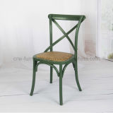 French Style Rattan and Wooden Oak Cross Back Chair