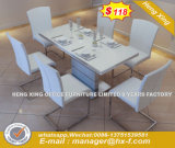No Folded Tempered Glass Stainless Custom Dining Table (HX-8DN031)