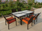 Patio Garden Furniture Dining Set with Ceramic Table & Wicker Chair