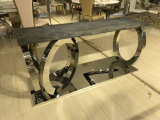 Hot Sale Black Marble Silver Stainless Steel Base Dining Table
