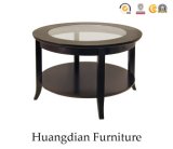 Accent Black Rond Coffee Table with Glass Table Top (HD095)