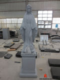 Blessed Virgin Mary Granite Carved Religious Statue with Pedestal Base