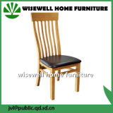Oak and Cream Leather Seat Medium Slat Chair
