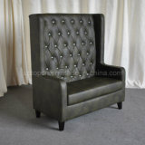 (SP-KS271) Black Tufted Leather High Back Restaurant Booth Sofa