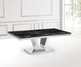 Knock Down Furniture Rectangle Marble Coffee Table Metal Tea Table