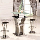 New Style Tempered Glass Bar Table with Bar Chairs