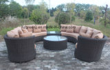 6 Pieces Curved Sectional Sofa Set Weave Rattan Furniture