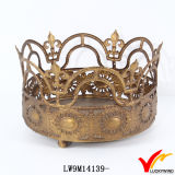 Antique Gold Metal Crown Candle Holder