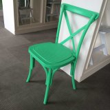Green Plastic Resin PP Stackable Cross Back Chair