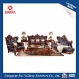 Solid Wood Leather Sofa with New Classical Style (N271)
