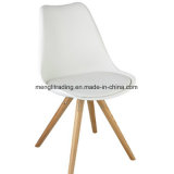 Modern PP Back Cushion Seat Wood Leg Plastic Chair