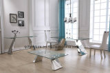 Mirrored Dinning Table Set Tempered Glass Hotel Furniture