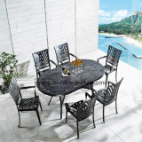 Popular Anodized Aluminum Outdoor Furniture Cast Aluminum Mesh Oval Dining Table