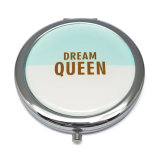 New Arrival Round Promotional Blue PU Pocket Mirror for Female Gift Cm-1216