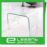Clear Curved Glass Side Table in Round Legs