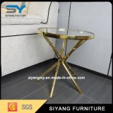Modern High Gloss Gold Metal Legs Glass Coffee Table