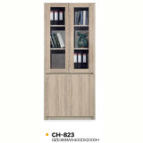 Wood Glass Door Small Office Bookcase with Ladder