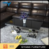 Stainless Steel Table Tea Table Black Glass Coffee Table