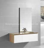 PVC and Melamine Bathroom Cabinet with Yellow Painting Glass Basin