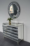 Curved Glass Buffet Mirrored Cabinet with Five Drawers