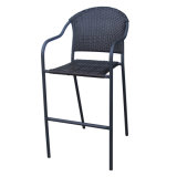 Brown Wicker Stackable Barrel Patio Bar Stool Chair