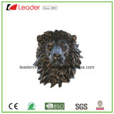 Hand-Painted Resin Lion Head Mount Wall Statue with Antique Copper Color for Home and Balcony Decoration