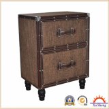2 Drawer Linen Tufted Wooden Cabinet for Living Room