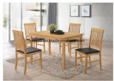 Solid Wooden Dining Table and Chairs 1+4 (Faux Leather Seat Pad)