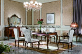 0070-1 Solid Wood Covered Luxury Veneer with Matt Painting Dining Table and Chair