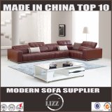 Pinyang Living China Top Grain Living Room Leather Sofa with Corner