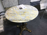 Natural Stone Round Coffee Table with Steel Leg