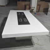 High End Artificial Quartz Stone White Square Design Modern Office Meeting Conference Table