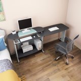 Modern MDF Wood and Tempered Glass Folding Computer Desk