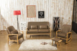 Modern Simple Style Wood Arm Leather Sofa