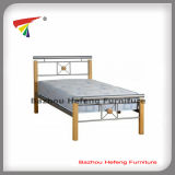 Metal Single Bed with Wood Posted (HF091)