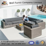 Well Furnir T-003 Grey Shower Proof Round Synthetic Weave Rattan Sofa