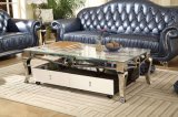 2017 Luxury Stainless Steel Marble Top Square Coffee Table Set