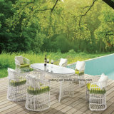 Leisure Cheap Outdoor Garden White Round Rattan Furniture Dining Chair&Table (YT893-1)