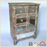 Antique Wooden Mirror Handmade Storage Accent Cabinet in Drift Wood Color