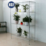Indoor 4 Tiers Heavy Duty DIY Greenhouse Chrome Metal Wire Display Shelving for Flower