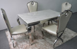 Hot Selling Modern Silvery Stainless Steel Marble Louis Dining Table Furniture
