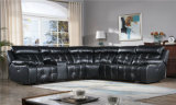 2018 Comfortable Sectional Recliner Black Sofa with Console Cupholder Transitional Designed for Living Room