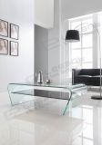 Hot Bending Glass Table and Black Shelf Glass Table